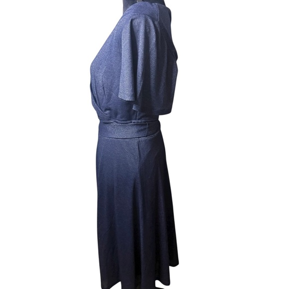 Boden | Deep Blue Short Sleeve Knit Midi Wrap Dress | Sz 8 - Picture 4 of 8